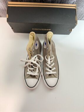 Converse High Top Sneakers - Taupe Canvas with White Accents